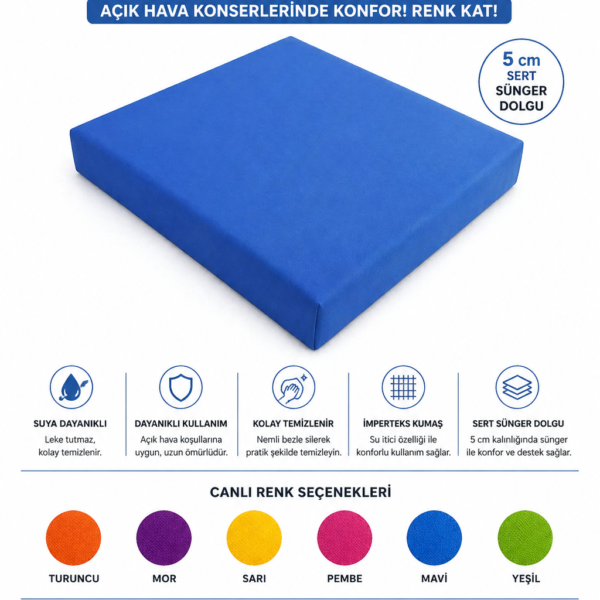 Yer Minderi İmperteks 40x40x5 Sünger Su Geçirmez Etkinlik / Konser Minderi